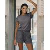 image:imageEkouaer Rompers for Women Summer Casual Cap Sleeve Crewneck Short Pants Jumpsuit Beach Vacation Outfit with Pockets SXXLDark Grey
