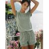 image:imageEkouaer Rompers for Women Summer Casual Cap Sleeve Crewneck Short Pants Jumpsuit Beach Vacation Outfit with Pockets SXXLIce Green