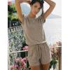 image:imageEkouaer Rompers for Women Summer Casual Cap Sleeve Crewneck Short Pants Jumpsuit Beach Vacation Outfit with Pockets SXXLKhaki