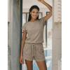 image:imageEkouaer Rompers for Women Summer Casual Cap Sleeve Crewneck Short Pants Jumpsuit Beach Vacation Outfit with Pockets SXXLKhaki