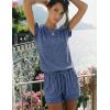 image:imageEkouaer Rompers for Women Summer Casual Cap Sleeve Crewneck Short Pants Jumpsuit Beach Vacation Outfit with Pockets SXXLNavy Blue