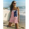 image:imageEkouaer Rompers for Women Summer Casual Sleeveless Short Overalls Boho Spaghetti Strap Shorts Jumpsuit with PocketsFlag Print