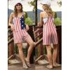 image:imageEkouaer Rompers for Women Summer Casual Sleeveless Short Overalls Boho Spaghetti Strap Shorts Jumpsuit with PocketsFlag Print