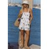 image:imageEkouaer Rompers for Women Summer Casual Sleeveless Short Overalls Boho Spaghetti Strap Shorts Jumpsuit with PocketsWhite Grey Floral