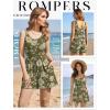 image:imageEkouaer Rompers for Women Summer Romper Sleeveless Scoop Neck Short Jumpsuits for Women Beach Jumpsuit with Pockets 2026Army Green Floral
