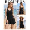 image:imageEkouaer Rompers for Women Summer Romper Sleeveless Scoop Neck Short Jumpsuits for Women Beach Jumpsuit with Pockets 2026Black