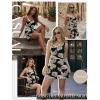 image:imageEkouaer Rompers for Women Summer Romper Sleeveless Scoop Neck Short Jumpsuits for Women Beach Jumpsuit with Pockets 2026Black Leaves Print