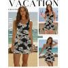 image:imageEkouaer Rompers for Women Summer Romper Sleeveless Scoop Neck Short Jumpsuits for Women Beach Jumpsuit with Pockets 2026Black Leaves Print