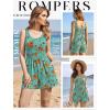 image:imageEkouaer Rompers for Women Summer Romper Sleeveless Scoop Neck Short Jumpsuits for Women Beach Jumpsuit with Pockets 2026Blue Orange Floral