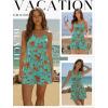 image:imageEkouaer Rompers for Women Summer Romper Sleeveless Scoop Neck Short Jumpsuits for Women Beach Jumpsuit with Pockets 2026Blue Orange Floral