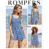image:imageEkouaer Rompers for Women Summer Romper Sleeveless Scoop Neck Short Jumpsuits for Women Beach Jumpsuit with Pockets 2026Blue White Floral