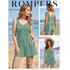 image:imageEkouaer Rompers for Women Summer Romper Sleeveless Scoop Neck Short Jumpsuits for Women Beach Jumpsuit with Pockets 2026Green White Floral