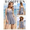 image:imageEkouaer Rompers for Women Summer Romper Sleeveless Scoop Neck Short Jumpsuits for Women Beach Jumpsuit with Pockets 2026Grey
