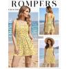 image:imageEkouaer Rompers for Women Summer Romper Sleeveless Scoop Neck Short Jumpsuits for Women Beach Jumpsuit with Pockets 2026Yellow White Floral