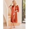 image:imageEkouaer Satin Robes for Women Lace Trim Silk Robe 34 Sleeve Kimono Bathrobe Bride Bridesmaid Wedding Party Sleepwear SXXLCaramel