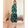 image:imageEkouaer Satin Robes for Women Lace Trim Silk Robe 34 Sleeve Kimono Bathrobe Bride Bridesmaid Wedding Party Sleepwear SXXLGreen Floral