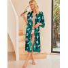 image:imageEkouaer Satin Robes for Women Lace Trim Silk Robe 34 Sleeve Kimono Bathrobe Bride Bridesmaid Wedding Party Sleepwear SXXLGreen Floral