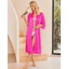 image:imageEkouaer Satin Robes for Women Lace Trim Silk Robe 34 Sleeve Kimono Bathrobe Bride Bridesmaid Wedding Party Sleepwear SXXLHot Pink
