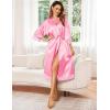 image:imageEkouaer Satin Robes for Women Lace Trim Silk Robe 34 Sleeve Kimono Bathrobe Bride Bridesmaid Wedding Party Sleepwear SXXLPeach