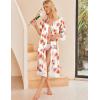 image:imageEkouaer Satin Robes for Women Lace Trim Silk Robe 34 Sleeve Kimono Bathrobe Bride Bridesmaid Wedding Party Sleepwear SXXLPink Floral