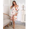 image:imageEkouaer Satin Robes for Women Lace Trim Silk Robe 34 Sleeve Kimono Bathrobe Bride Bridesmaid Wedding Party Sleepwear SXXLPink Floral