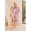image:imageEkouaer Satin Robes for Women Lace Trim Silk Robe 34 Sleeve Kimono Bathrobe Bride Bridesmaid Wedding Party Sleepwear SXXLPink Flower