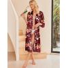 image:imageEkouaer Satin Robes for Women Lace Trim Silk Robe 34 Sleeve Kimono Bathrobe Bride Bridesmaid Wedding Party Sleepwear SXXLRed Floral