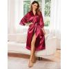 image:imageEkouaer Satin Robes for Women Lace Trim Silk Robe 34 Sleeve Kimono Bathrobe Bride Bridesmaid Wedding Party Sleepwear SXXLWine Red
