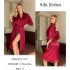 image:imageEkouaer Satin Robes for Women Lace Trim Silk Robe 34 Sleeve Kimono Bathrobe Bride Bridesmaid Wedding Party Sleepwear SXXLWine Red