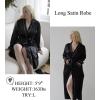 image:imageEkouaer Satin Robes for Women Long Sleeve Silk Bathrobe Soft Lightweight Full Length Sleepwear Bridesmaid Wedding Party RobesBlack