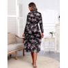 image:imageEkouaer Satin Robes for Women Long Sleeve Silk Bathrobe Soft Lightweight Full Length Sleepwear Bridesmaid Wedding Party RobesBlack Floral