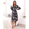 image:imageEkouaer Satin Robes for Women Long Sleeve Silk Bathrobe Soft Lightweight Full Length Sleepwear Bridesmaid Wedding Party RobesBlack Floral