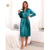 image:imageEkouaer Satin Robes for Women Long Sleeve Silk Bathrobe Soft Lightweight Full Length Sleepwear Bridesmaid Wedding Party RobesBlue Green