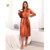 image:imageEkouaer Satin Robes for Women Long Sleeve Silk Bathrobe Soft Lightweight Full Length Sleepwear Bridesmaid Wedding Party RobesBrown