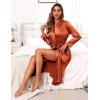 image:imageEkouaer Satin Robes for Women Long Sleeve Silk Bathrobe Soft Lightweight Full Length Sleepwear Bridesmaid Wedding Party RobesBrown