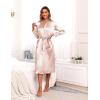 image:imageEkouaer Satin Robes for Women Long Sleeve Silk Bathrobe Soft Lightweight Full Length Sleepwear Bridesmaid Wedding Party RobesChampagne