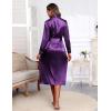 image:imageEkouaer Satin Robes for Women Long Sleeve Silk Bathrobe Soft Lightweight Full Length Sleepwear Bridesmaid Wedding Party RobesDeep Purple