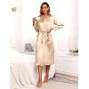 image:imageEkouaer Satin Robes for Women Long Sleeve Silk Bathrobe Soft Lightweight Full Length Sleepwear Bridesmaid Wedding Party RobesFlesh Color