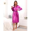 image:imageEkouaer Satin Robes for Women Long Sleeve Silk Bathrobe Soft Lightweight Full Length Sleepwear Bridesmaid Wedding Party RobesHot Pink