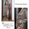 image:imageEkouaer Satin Robes for Women Long Sleeve Silk Bathrobe Soft Lightweight Full Length Sleepwear Bridesmaid Wedding Party RobesLeopard