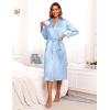 image:imageEkouaer Satin Robes for Women Long Sleeve Silk Bathrobe Soft Lightweight Full Length Sleepwear Bridesmaid Wedding Party RobesLight Blue