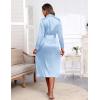 image:imageEkouaer Satin Robes for Women Long Sleeve Silk Bathrobe Soft Lightweight Full Length Sleepwear Bridesmaid Wedding Party RobesLight Blue