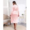 image:imageEkouaer Satin Robes for Women Long Sleeve Silk Bathrobe Soft Lightweight Full Length Sleepwear Bridesmaid Wedding Party RobesLight Pink