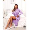 image:imageEkouaer Satin Robes for Women Long Sleeve Silk Bathrobe Soft Lightweight Full Length Sleepwear Bridesmaid Wedding Party RobesLight Purple