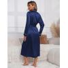 image:imageEkouaer Satin Robes for Women Long Sleeve Silk Bathrobe Soft Lightweight Full Length Sleepwear Bridesmaid Wedding Party RobesNavy Blue
