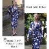 image:imageEkouaer Satin Robes for Women Long Sleeve Silk Bathrobe Soft Lightweight Full Length Sleepwear Bridesmaid Wedding Party RobesNavy Floral
