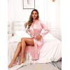 image:imageEkouaer Satin Robes for Women Long Sleeve Silk Bathrobe Soft Lightweight Full Length Sleepwear Bridesmaid Wedding Party RobesPink