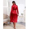 image:imageEkouaer Satin Robes for Women Long Sleeve Silk Bathrobe Soft Lightweight Full Length Sleepwear Bridesmaid Wedding Party RobesRed