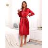 image:imageEkouaer Satin Robes for Women Long Sleeve Silk Bathrobe Soft Lightweight Full Length Sleepwear Bridesmaid Wedding Party RobesRed