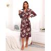 image:imageEkouaer Satin Robes for Women Long Sleeve Silk Bathrobe Soft Lightweight Full Length Sleepwear Bridesmaid Wedding Party RobesRed Floral